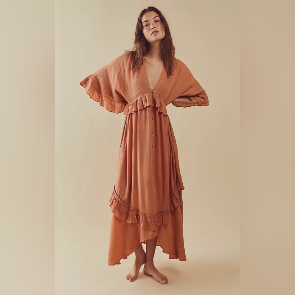 Free People Paradiso Maxi Ruffle Dress XS